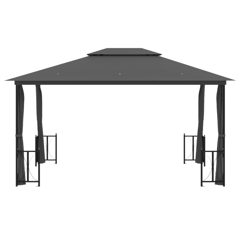 Vidaxl arbor with side walls and double roof 3x4 m anthracite -colored