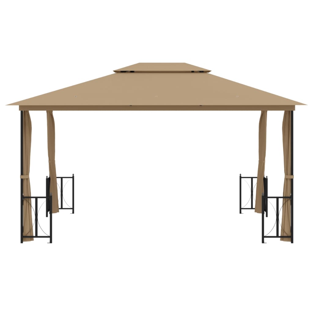 Vidaxl Arbor con pareti laterali e doppio tetto 3x4 m taupe