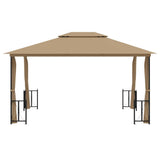 Vidaxl Arbor con pareti laterali e doppio tetto 3x4 m taupe