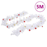 VidaXL guirlande de Noël décorée de boules de Noël 5 m blanc