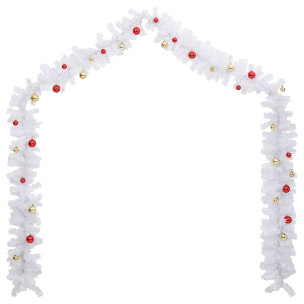 VidaXL guirlande de Noël décorée de boules de Noël 5 m blanc