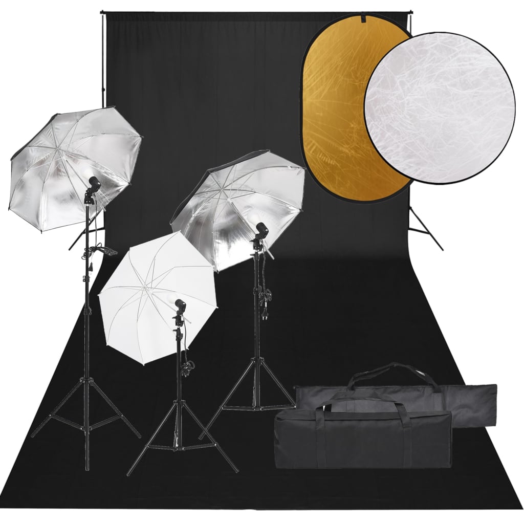 Vidaxl Photo Studio Set con set di illuminazione, sfondo e riflettore