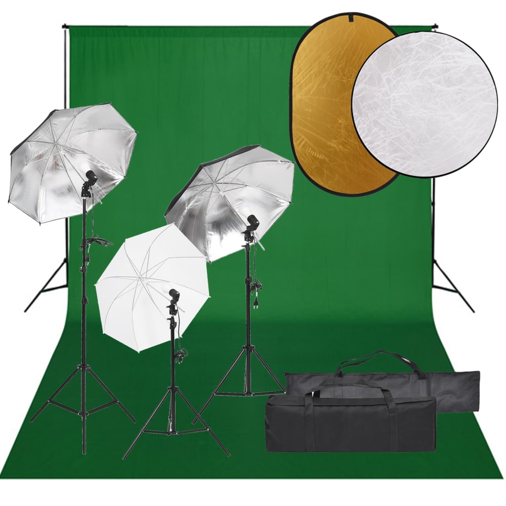 Vidaxl Photo Studio Set med belysning, bakgrund och reflektor