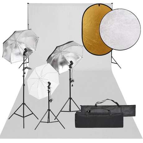 Kit de studio photo Vidaxxl avec kit d'éclairage, fond et réflecteur