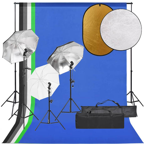 Kit de studio photo Vidaxxl avec kit d'éclairage, fond et réflecteur