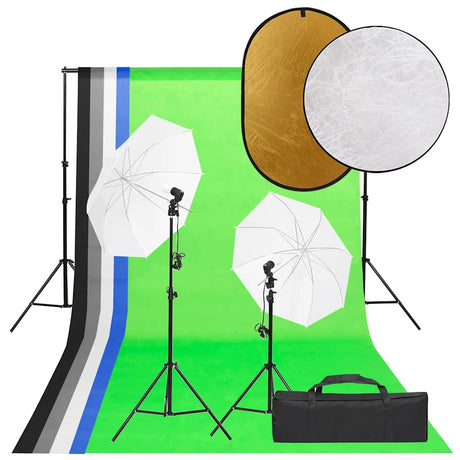 Kit de studio photo Vidaxxl avec kit d'éclairage, fond et réflecteur