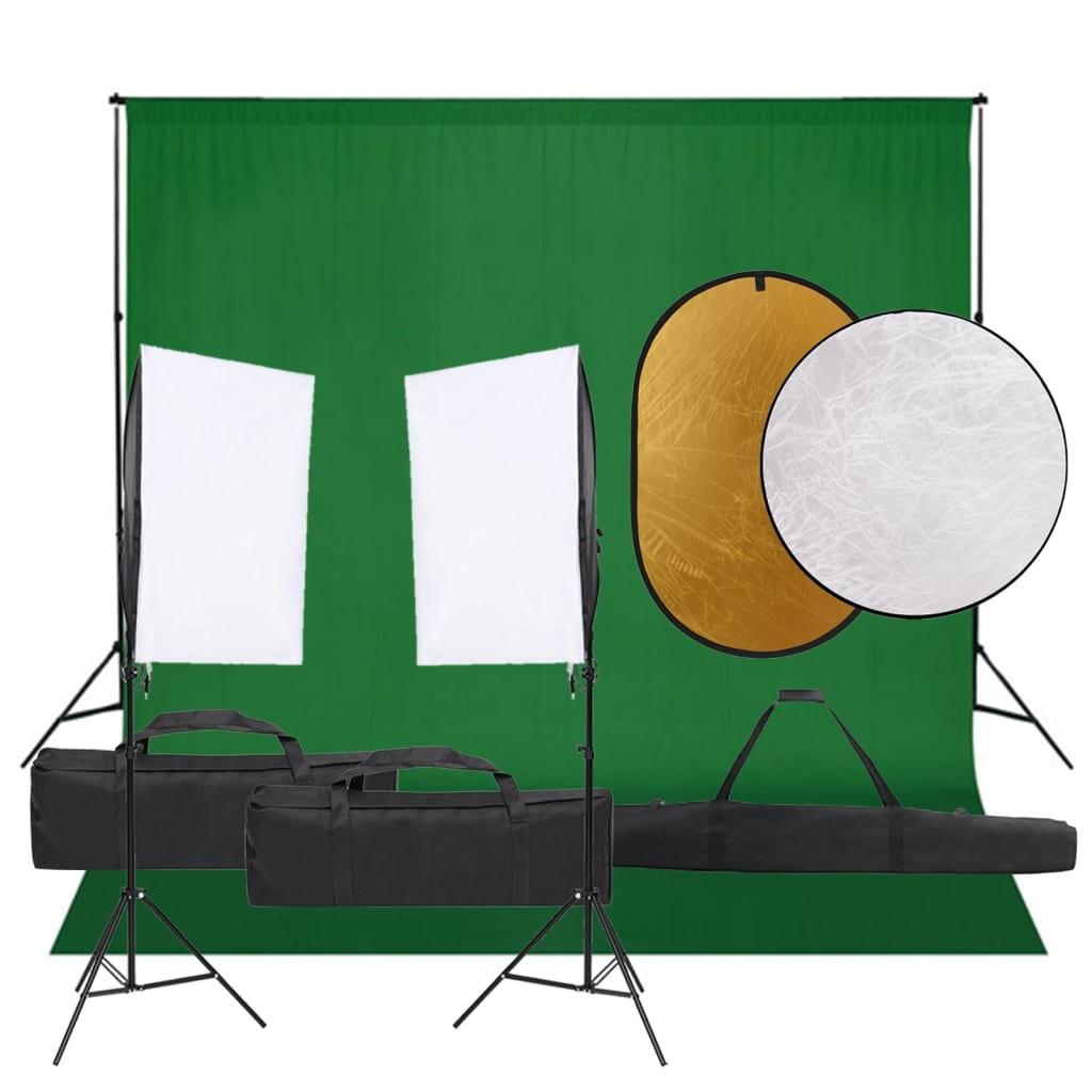 Vidaxl Photo Studio -Set mit Beleuchtungssatz, Hintergrund und Reflektor