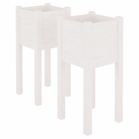 Jardinières vidaxl 2 pcs 31x31x70 cm en pin solide blanc