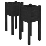 Vidaxl Planters 2 PCS 31x31x70 cm Solid furu svart