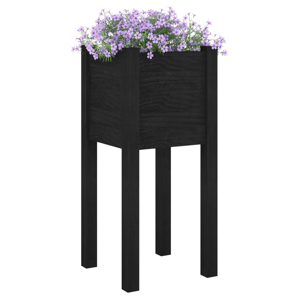 Vidaxl Planters 2 PCS 31x31x70 cm Solid furu svart