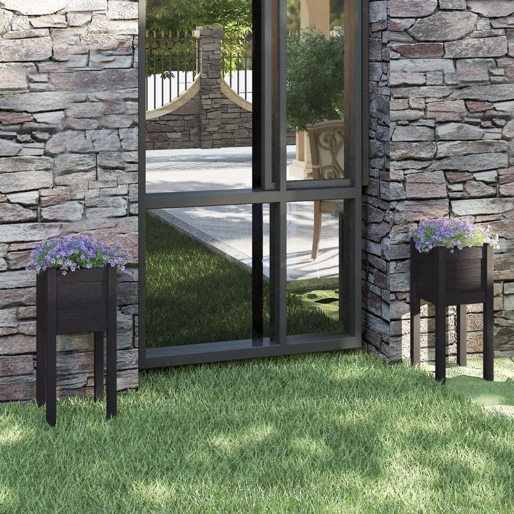 Jardinières vidaxl 2 pcs 31x31x70 cm en pin solide noir