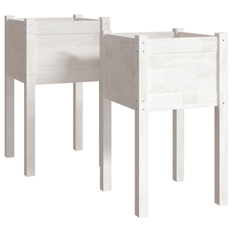 Jardinières vidaxl 2 ST 40x40x70 cm Pine solide blanc