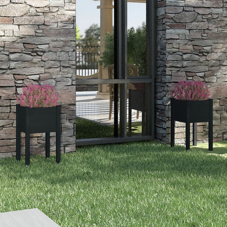 Jardinières vidaxl 2 ST 40x40x70 cm Pine solide noir