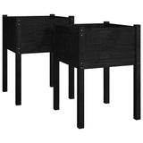 Jardinières vidaxl 2 ST 50x50x70 cm en pin solide noir