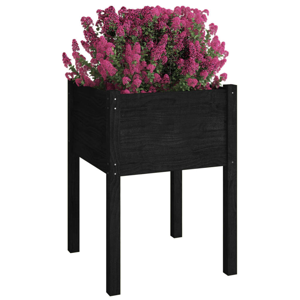 Jardinières vidaxl 2 ST 50x50x70 cm en pin solide noir