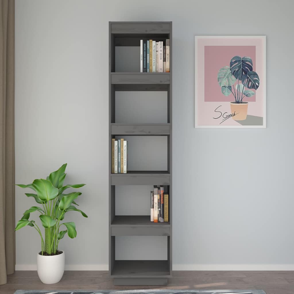 Vidaxl boekenkast kamerscherm 40x35x167 cm massief grenenhout grijs