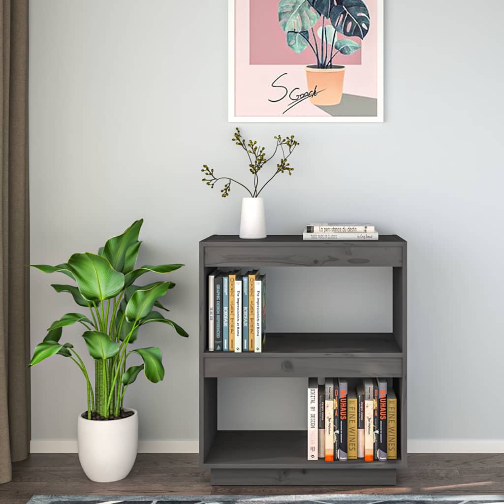 Vidaxl boekenkast 60x35x71 cm massief grenenhout grijs