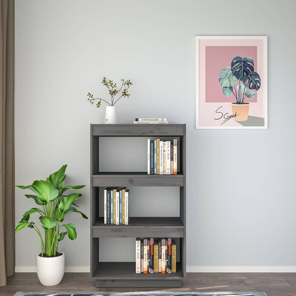 Vidaxl boekenkast kamerscherm 60x35x103 cm massief grenenhout grijs