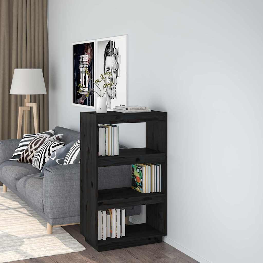 Vidaxl boekenkast kamerscherm 60x35x103 cm massief grenenhout zwart