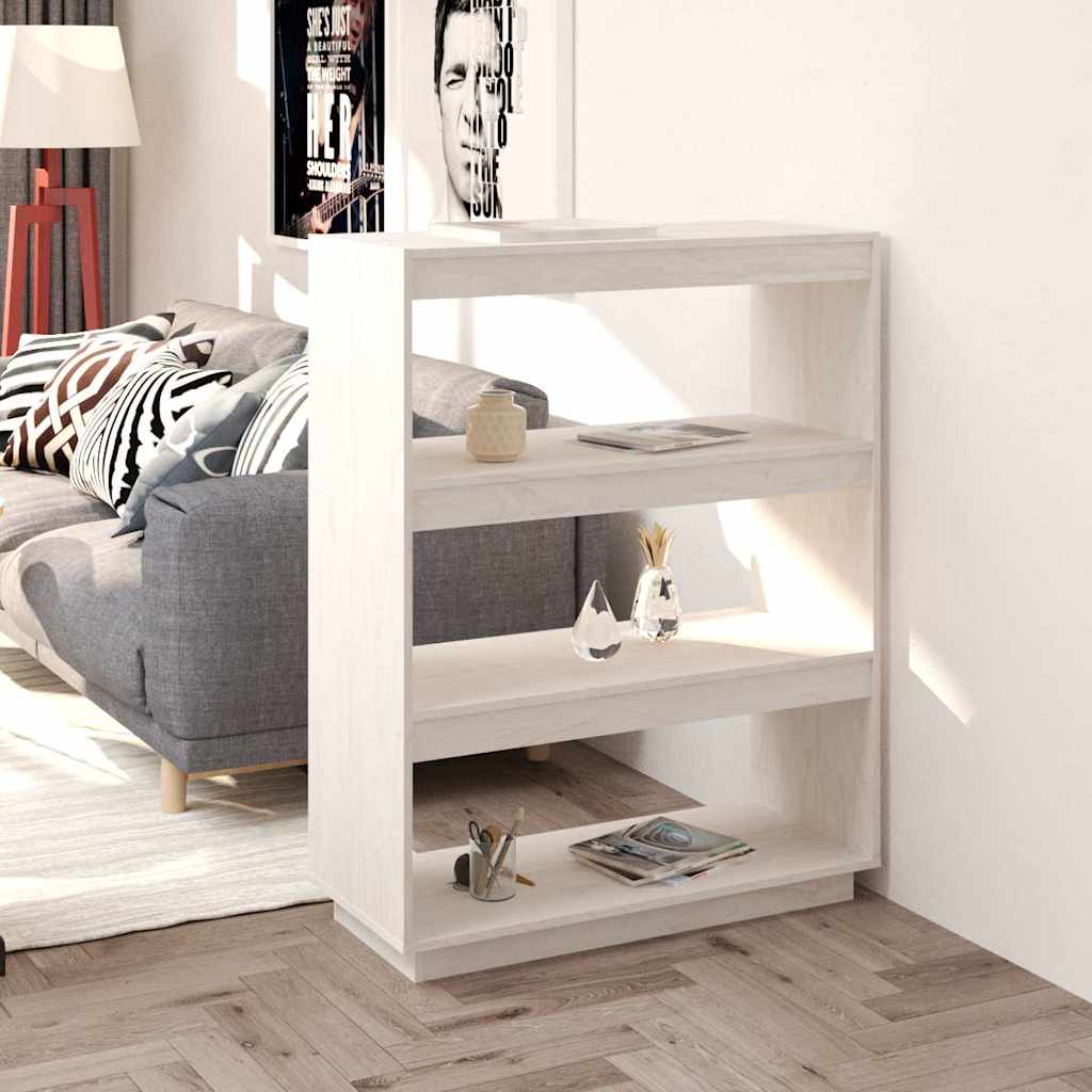 Vidaxl boekenkast kamerscherm 80x35x103 cm massief grenenhout wit