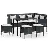 Vidaxl 5-delige loungeset met kussens l-vormig poly rattan zwart