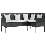 Vidaxl 5-delige loungeset met kussens l-vormig poly rattan zwart