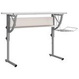 Vidaxl tekentafel 110x53x(58-87) cm bewerkt hout en staal wit grijs