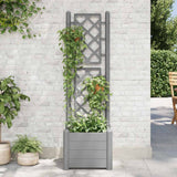 Planteur Vidaxl avec latwerk 43x43x142 cm pp en pierre gris