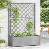 Jardinière Vidaxl avec latwerk 100x43x142 cm pp en pierre gris