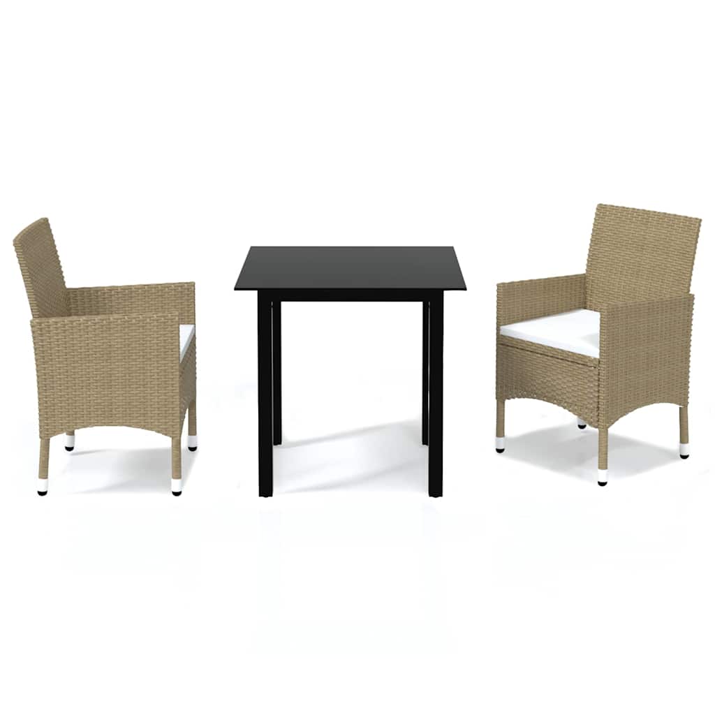 Vidaxl 3-delige tuinset met kussens poly rattan beige