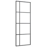 Puerta corredera de Vidaxl 76x205 cm de vidrio ESG y negro de aluminio