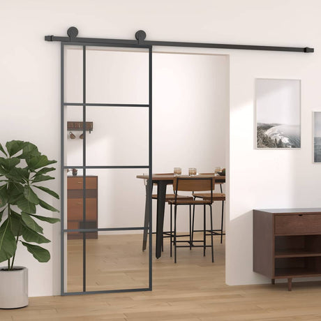 Vidaxl Porte coulissante 76x205 cm Verre ESG et noir en aluminium