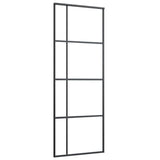 VIDAXL -Schiebetür 76x205 cm mattes ESG -Glas und Aluminiumschwarz