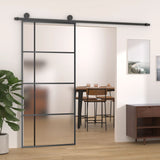 Vidaxl Porte coulissante 90x205 cm Verre ESG mate et noir en aluminium