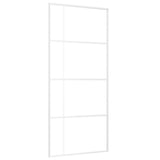 Vidaxl Porte coulissante 90x205 cm Verre ESG mate et aluminium blanc