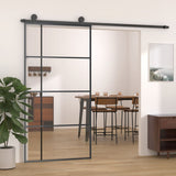 Porta scorrevole Vidaxl 102.5x205 cm ESG vetro e nero in alluminio