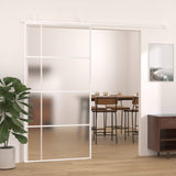 Vidaxl Porte coulissante 102.5x205 cm Verre ESG mate et aluminium blanc