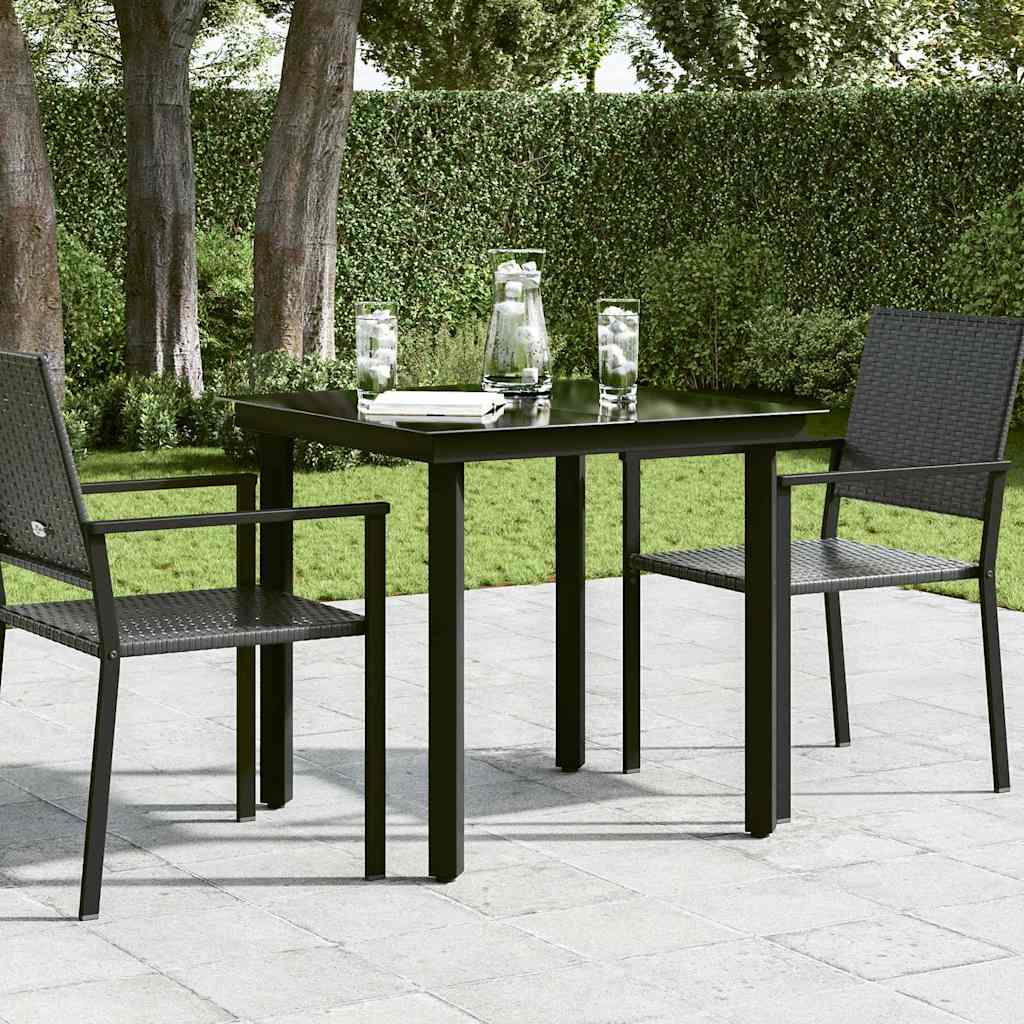 Vidaxl tuintafel 80x80x74 cm staal en glas zwart