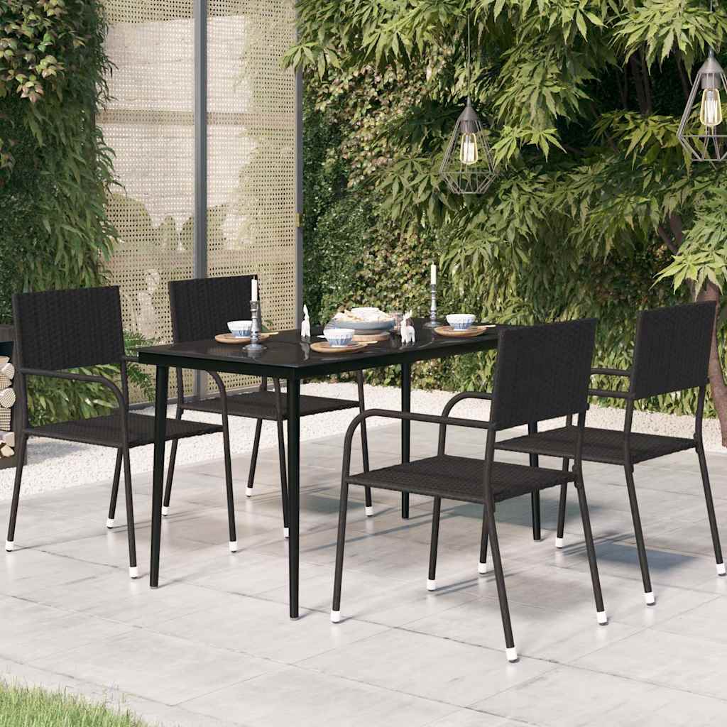 Vidaxl tuintafel 140x70x74 cm staal en glas zwart
