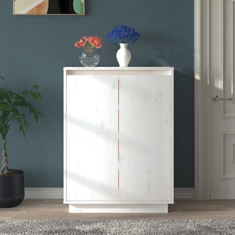 Armoire à chaussures vidaxl 60x35x80 cm en pin massif blanc
