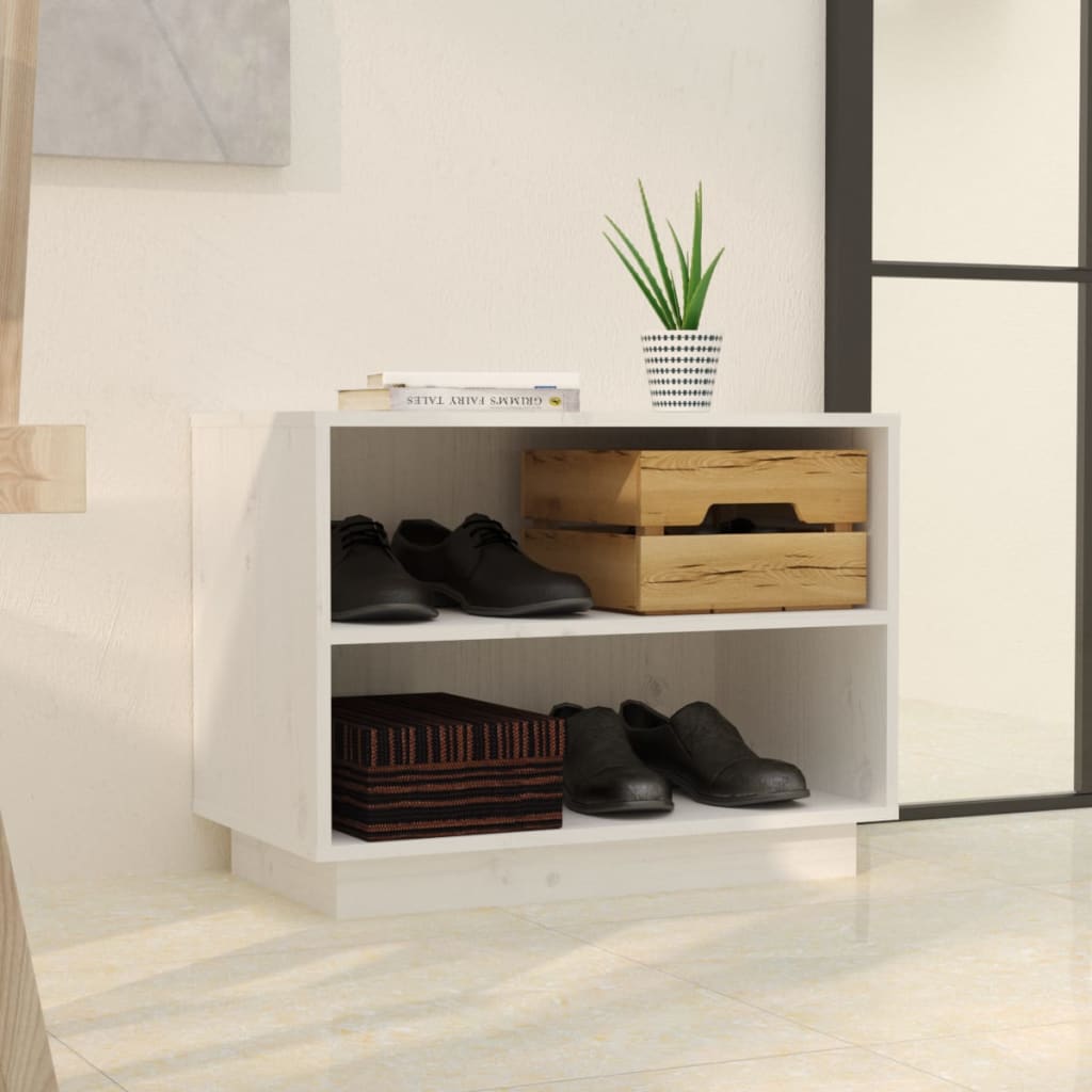 Vidaxl Shoe cabinet 60x34x45 cm Solid pine white