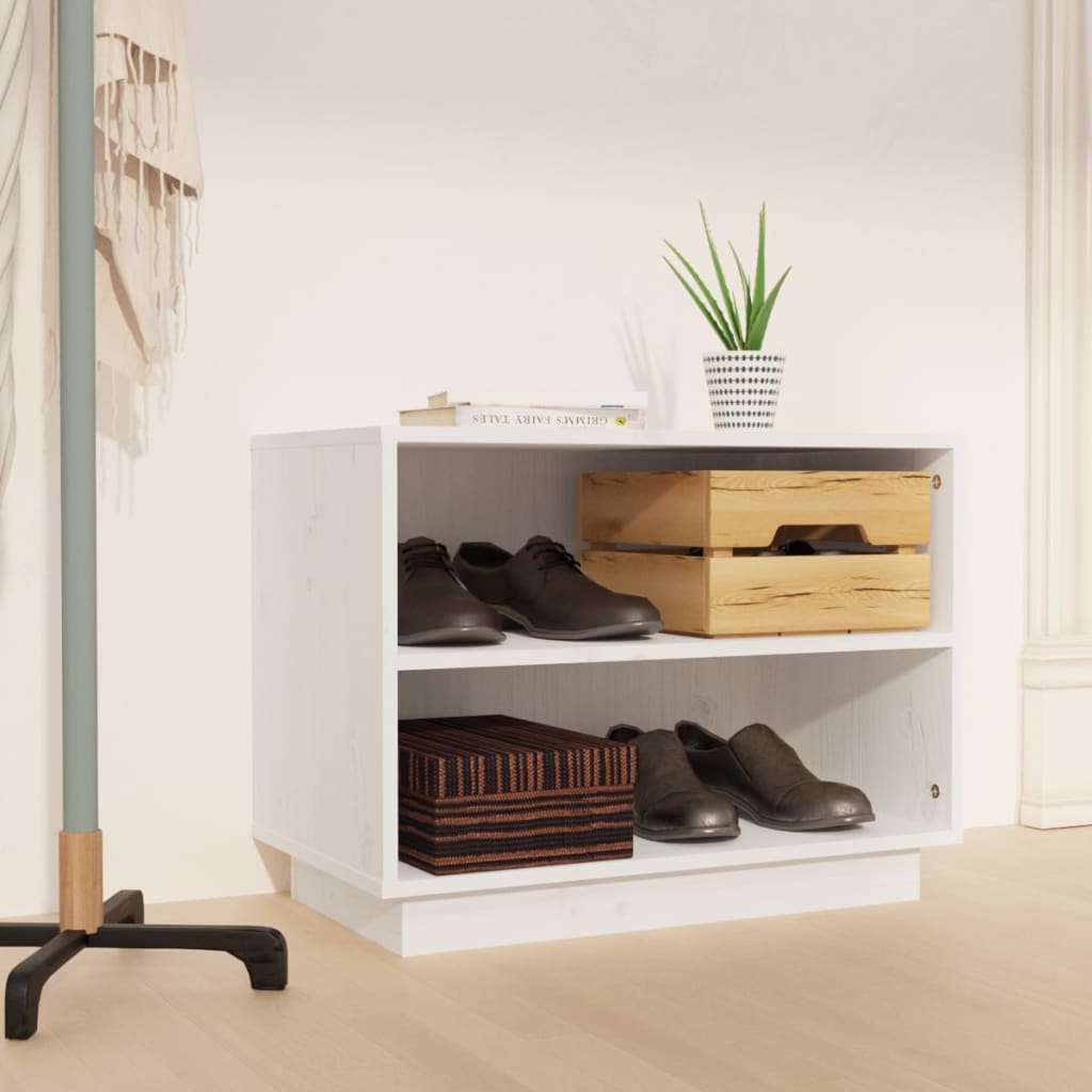 Armoire à chaussures vidaxl 60x34x45 cm en pin massif blanc