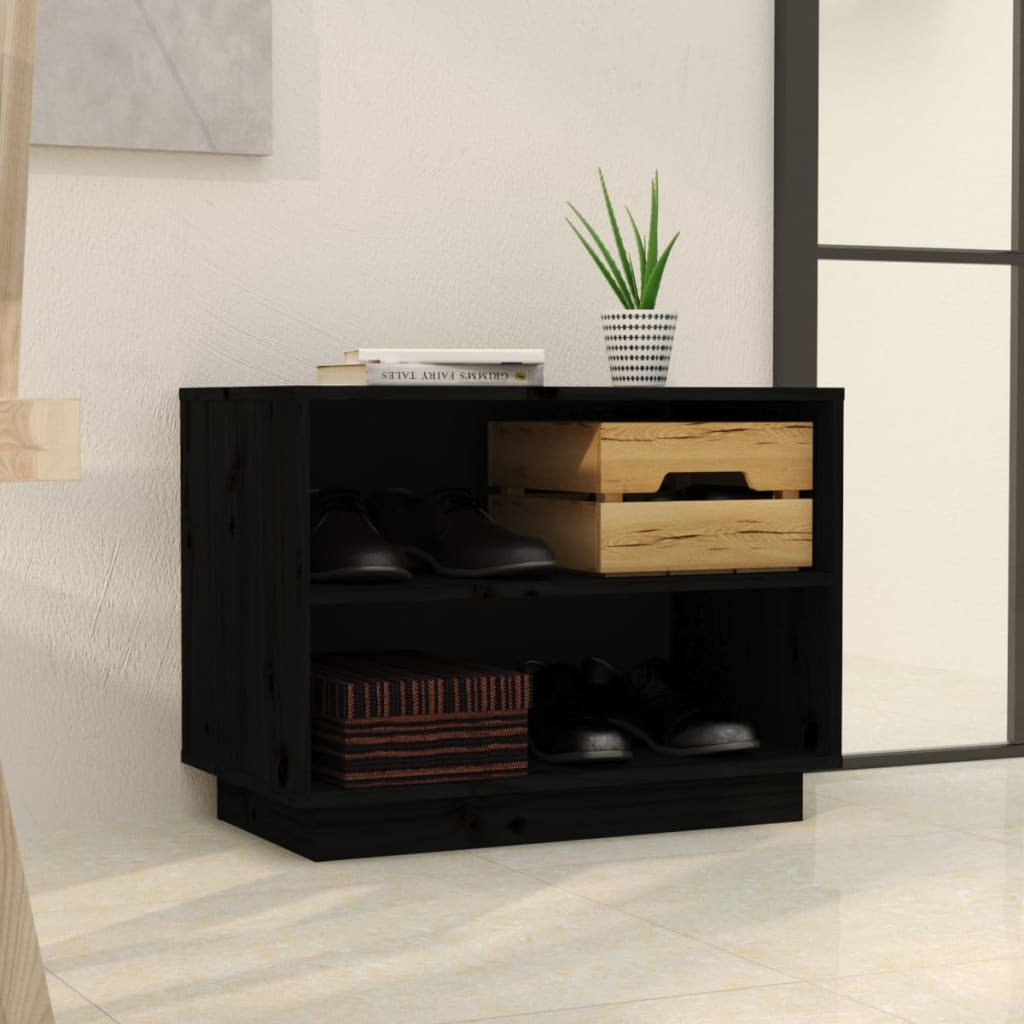 Vidaxl Shoe cabinet 60x34x45 cm Solid pine black