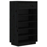 Armoire à chaussures vidaxl 60x34x105 cm en pin massif noir