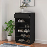 Armoire à chaussures vidaxl 60x34x105 cm en pin massif noir