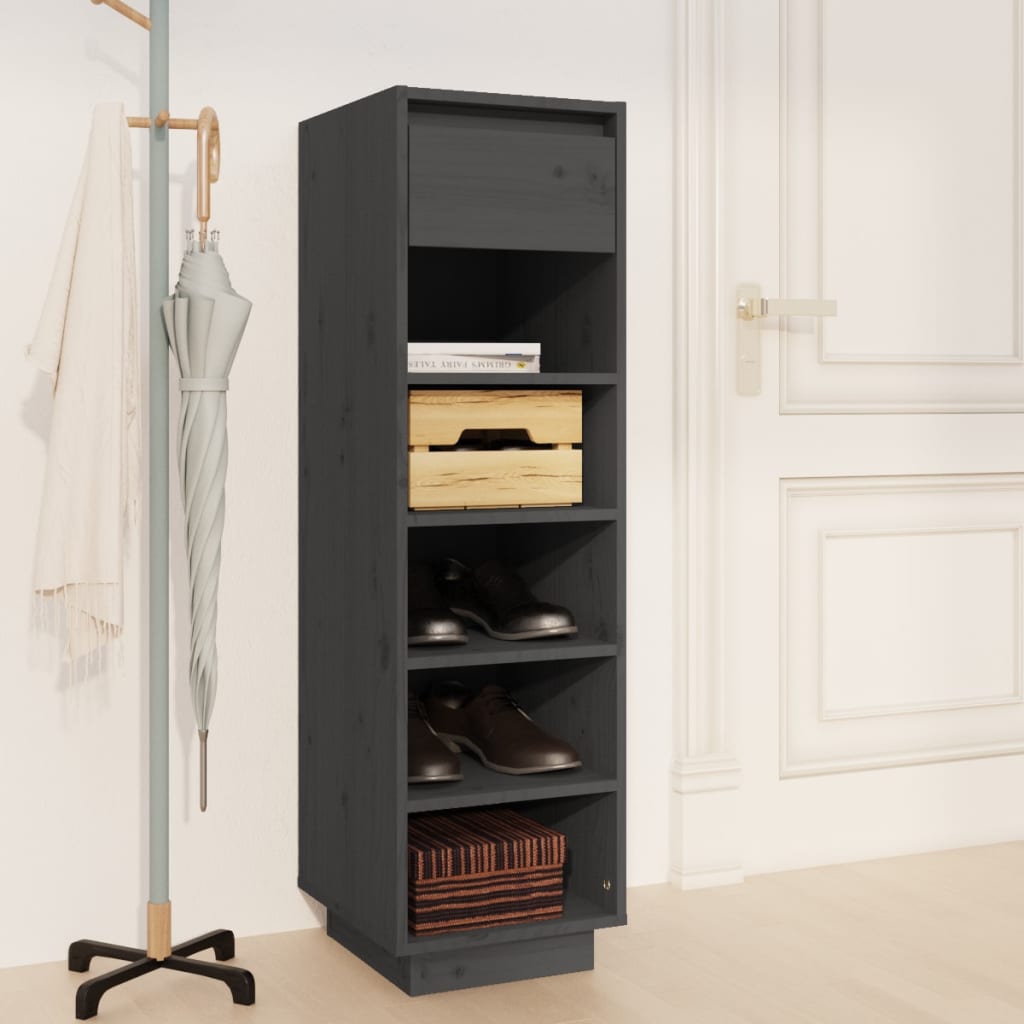 Vidaxl Shoe cabinet 30x34x105 cm Solid pine Gray