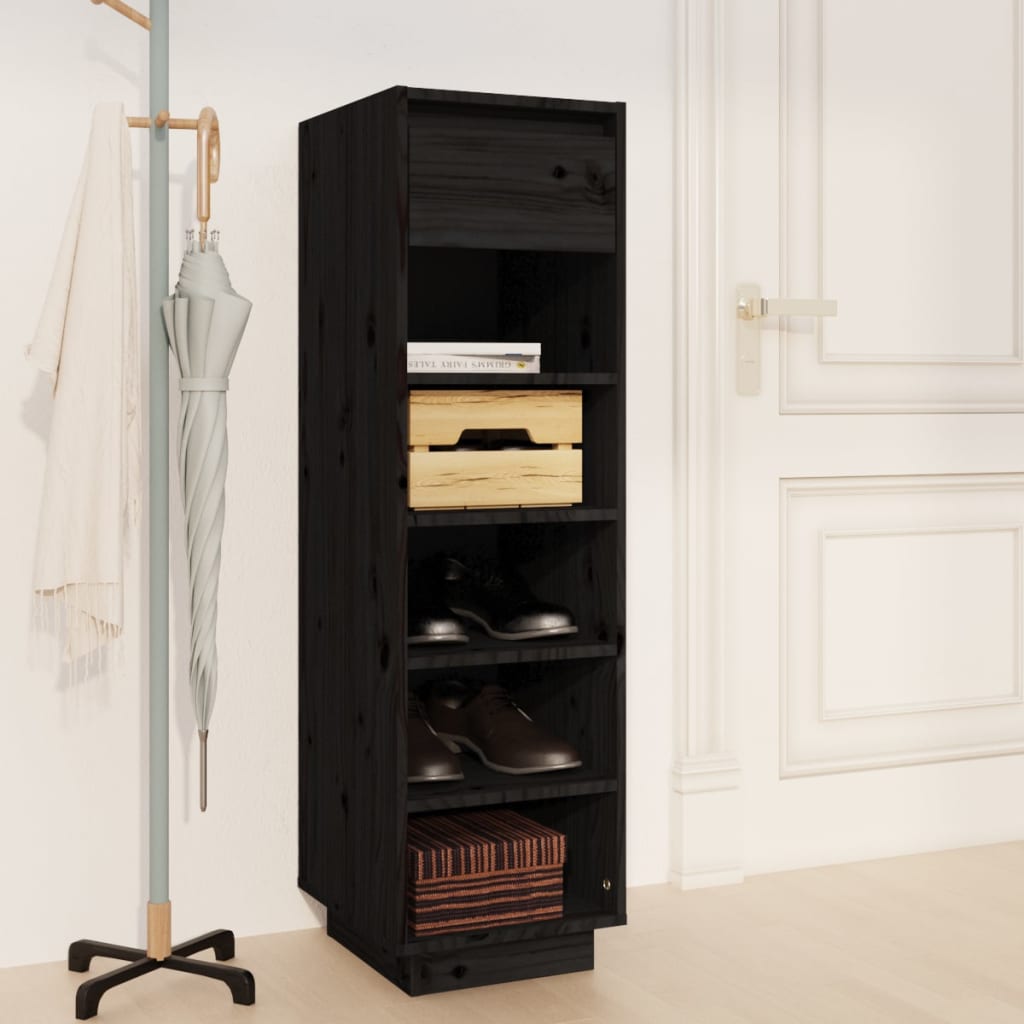 Vidaxl Shoe cabinet 30x34x105 cm Solid pine black