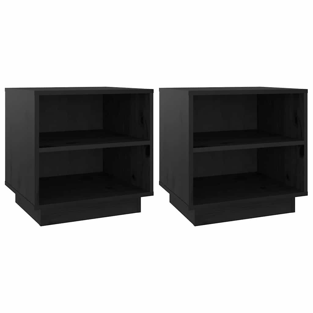 Vidaxl nachtkastjes 2 st 40x34x40 cm massief grenenhout zwart