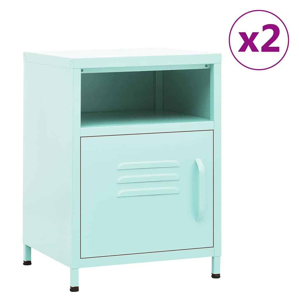Vidaxl nachtkastjes 2 st 35x35x51 cm staal mintkleurig