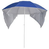 Vidaxl StrandParasol avec parois latérales 215 cm bleu